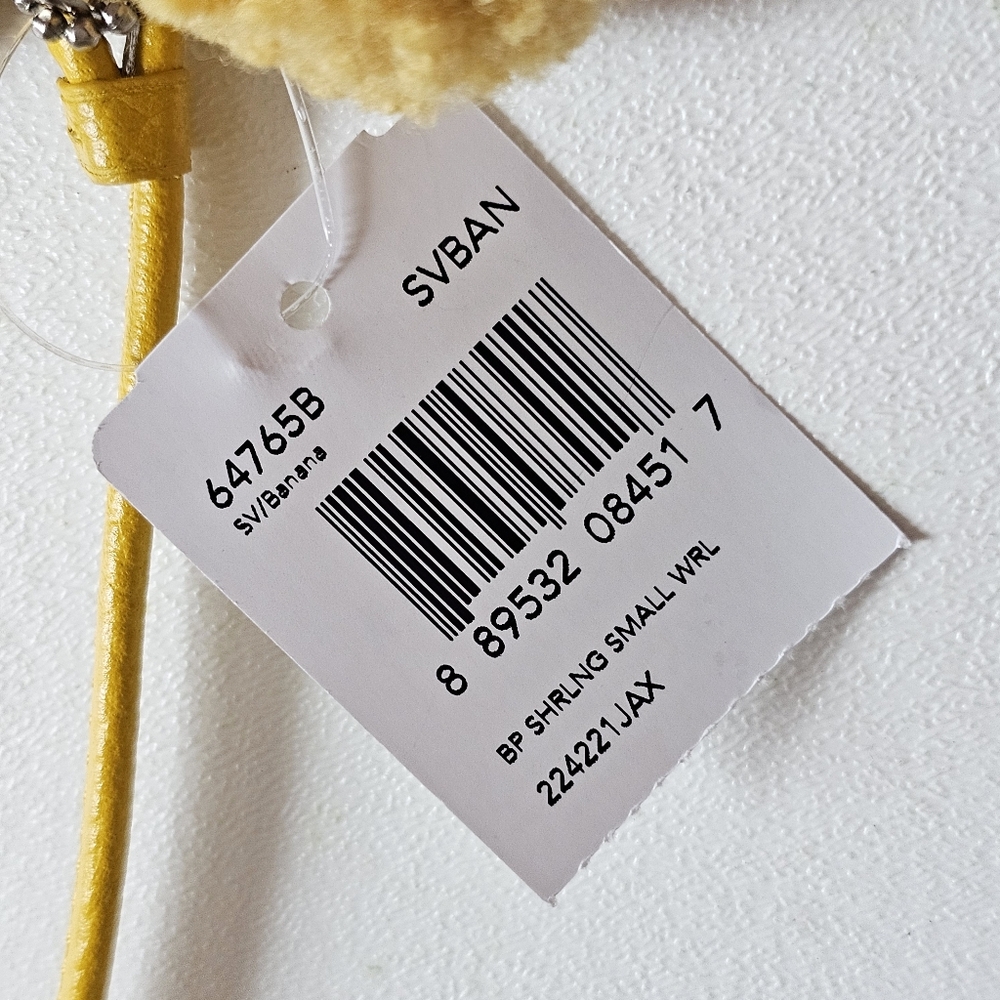 Vintage NWT Coach Shearling Small Wristlet in Banana Yellow With Pom Pom - Picture 12 of 16